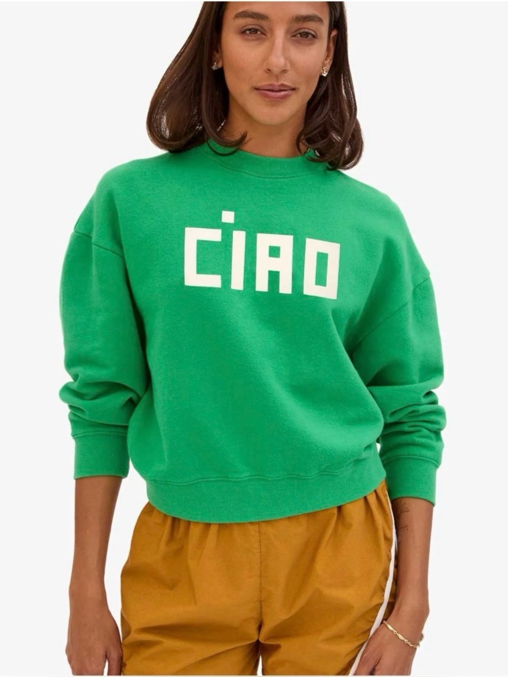 NWT 💋 Clare V Le Drop Ciao Sweatshirt Green